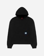 White Collar Knit Hoodie Black