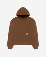 White Collar Knit Hoodie Brown