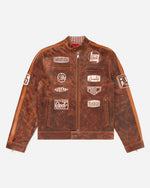 Leather Racing Jacket Brown