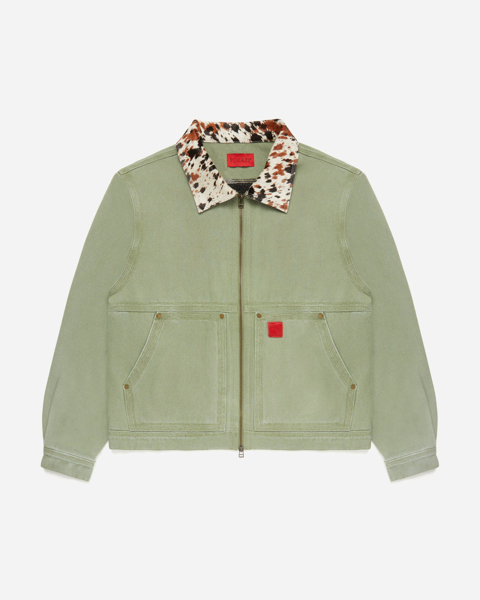 OliveGreenPonyCollarWorkJacket