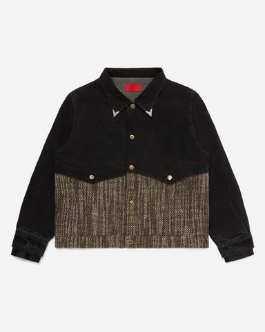 Western Snap Denim Jacket Black/Tweed