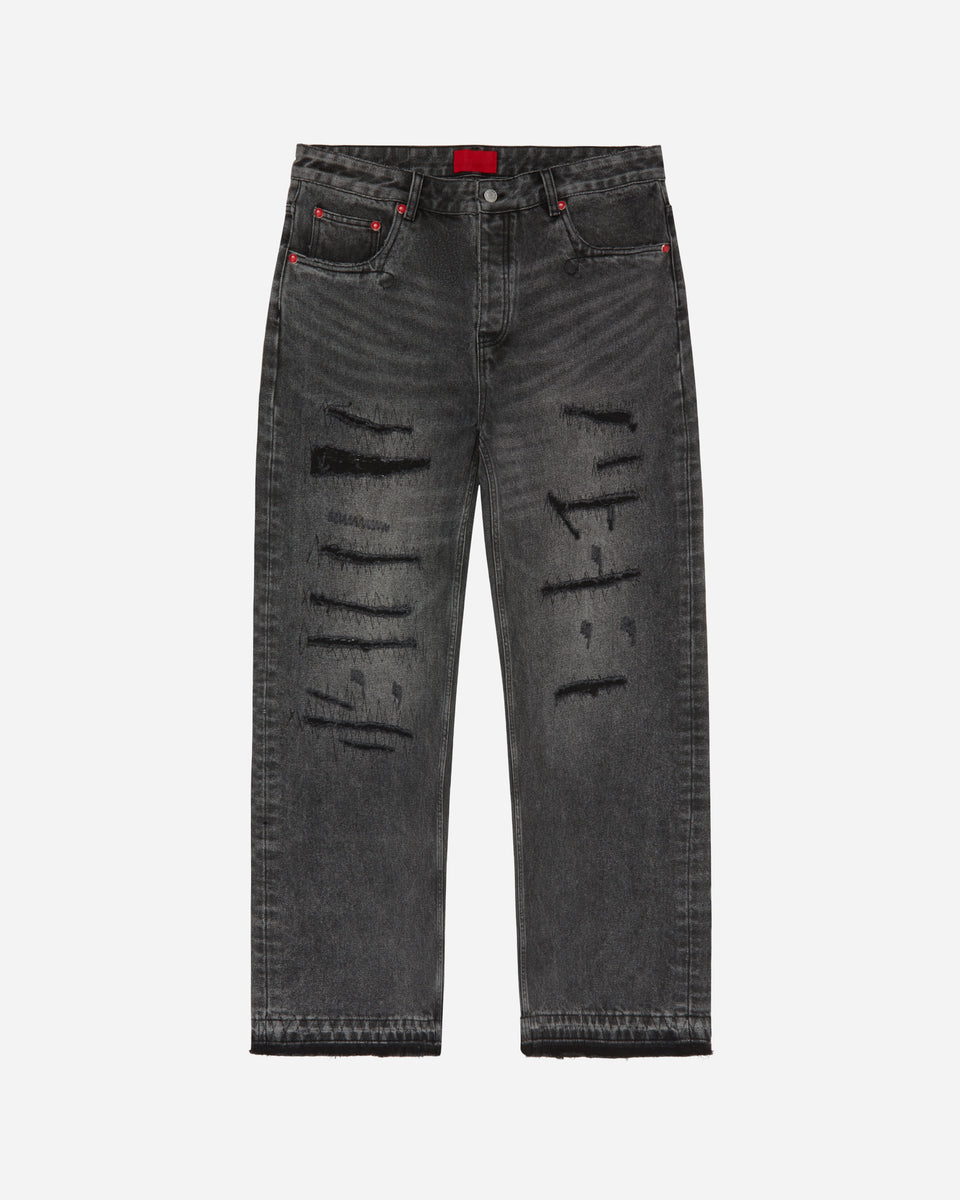 Stone Rivet Jeans Washed Black – FUGAZI®