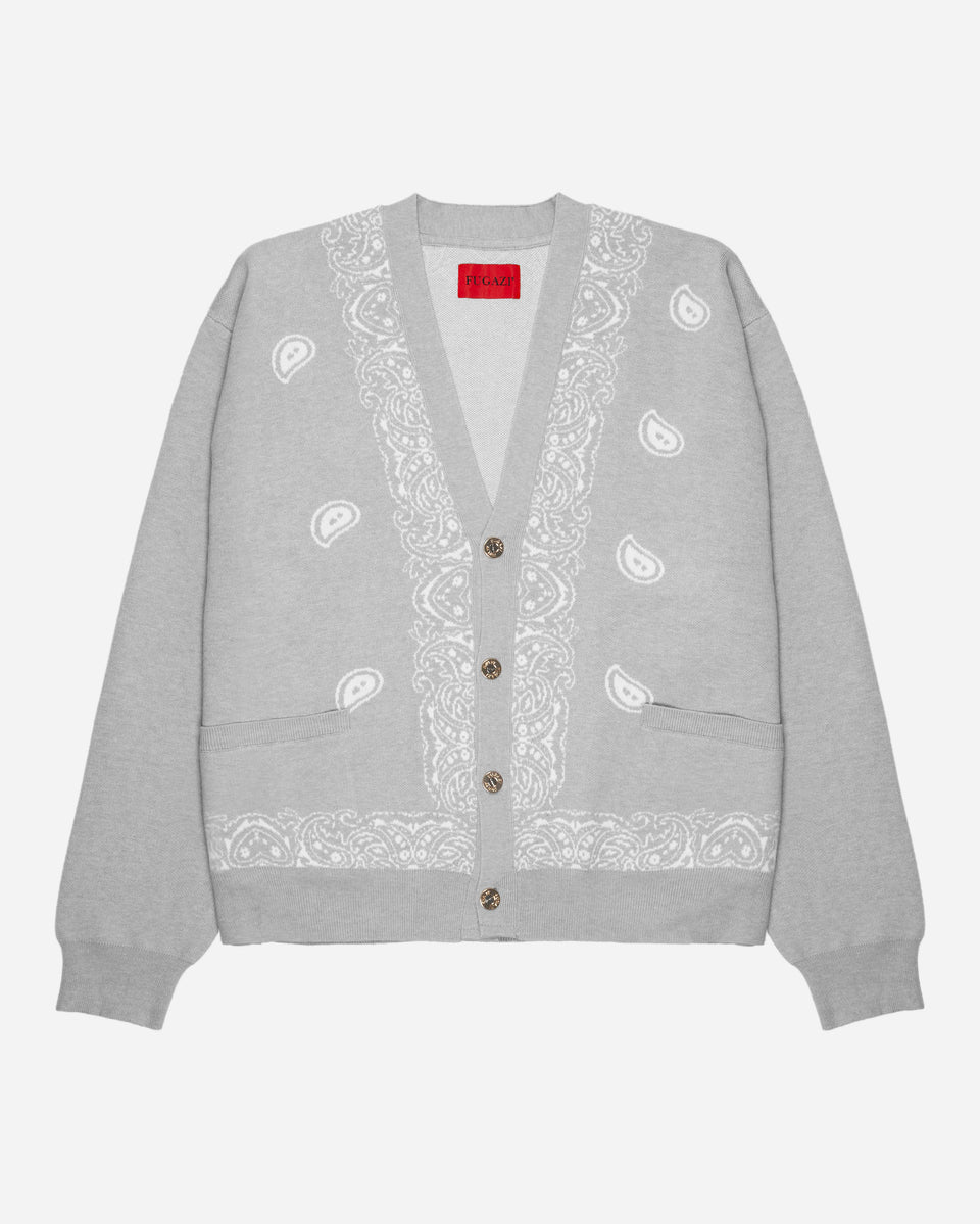 Paisley Knit Cardigan Grey – FUGAZI®