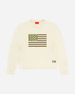 Big Green Flag Knit Sweater Cream