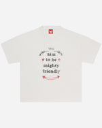 FUGAZI® Mighty Friendly Paperthin Tee White – washed 4oz slub cotton t-shirt
