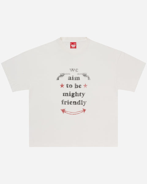 FUGAZI® Mighty Friendly Paperthin Tee White – washed 4oz slub cotton t-shirt