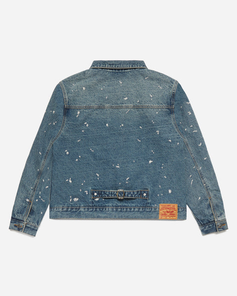 Chain Splatter Denim Jacket Dark Washed