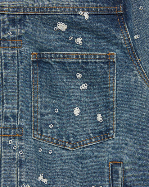 Chain Splatter Denim Jacket Dark Washed