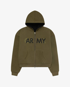 Army/Press Reversible Zip Hoodie