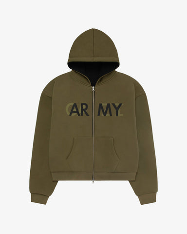Army/Press Reversible Zip Hoodie