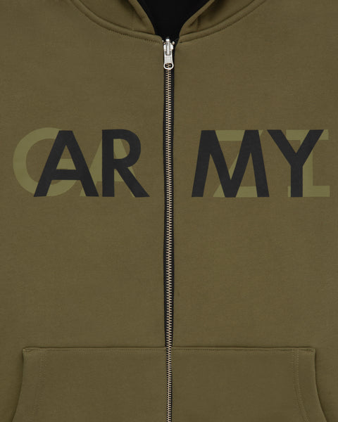 Army/Press Reversible Zip Hoodie