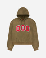 FUGAZI® HOOODIE Olive – washed 14oz cotton fleece hoodie