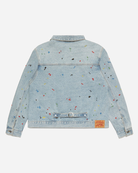 Chain Splatter Denim Jacket Light Washed