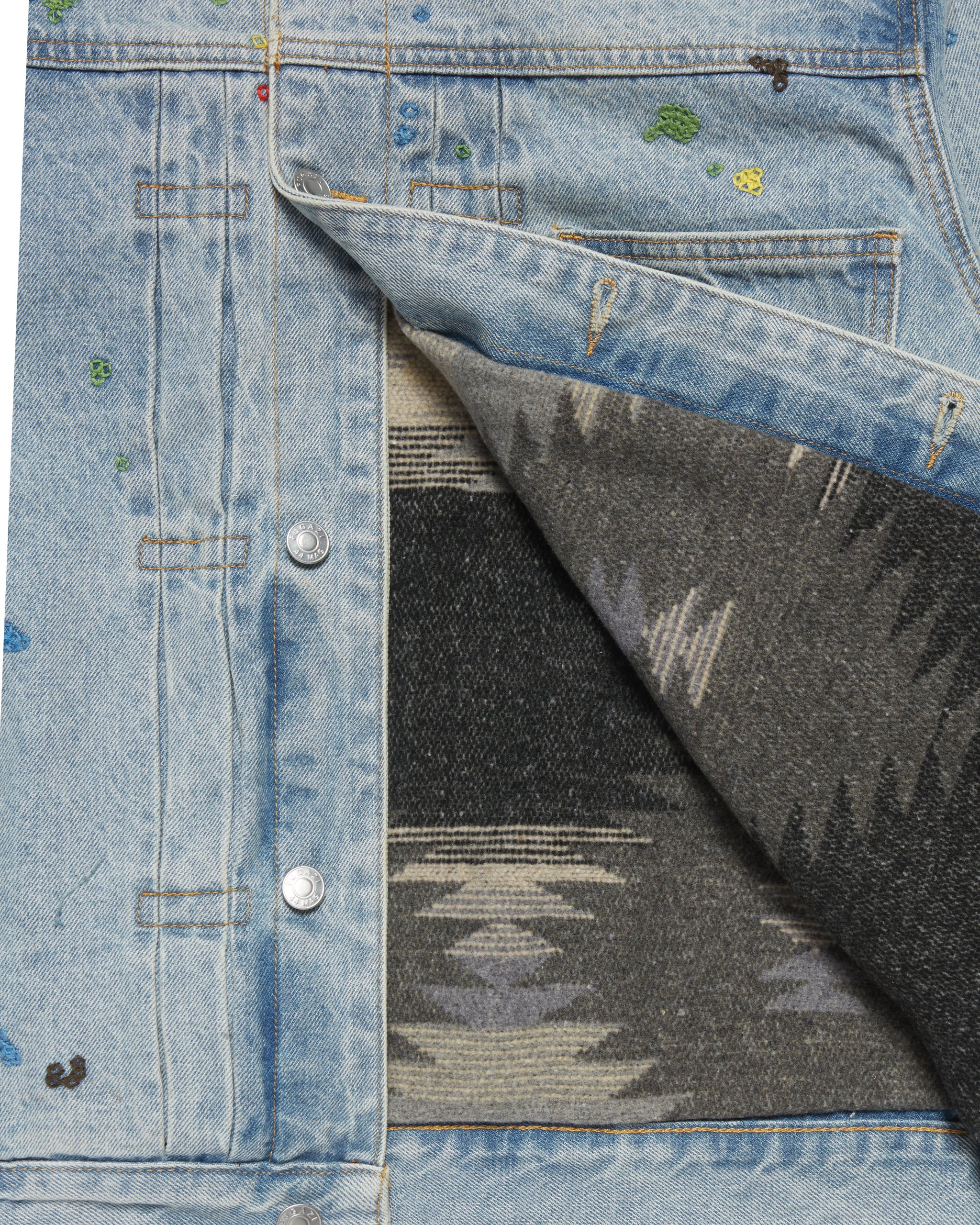 Chain Splatter Denim Jacket Light Washed – FUGAZI®