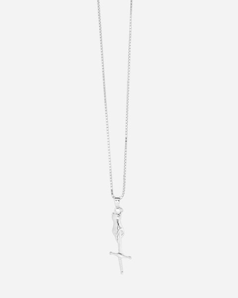 Hand & Dagger Necklace White Gold