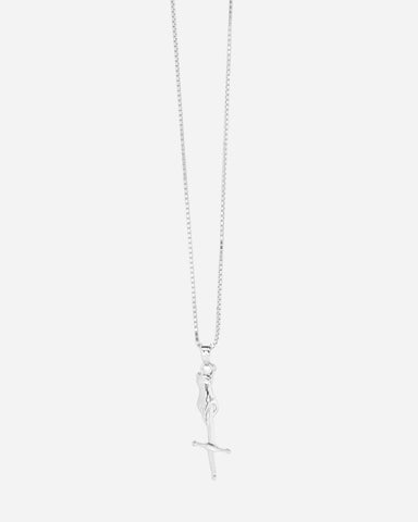 Hand & Dagger Necklace White Gold