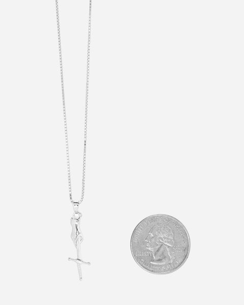 Hand & Dagger Necklace White Gold