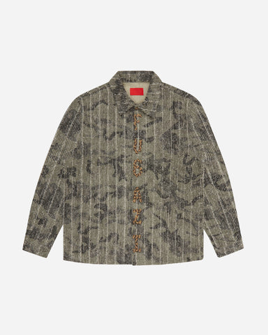 Textured Letter Button Up Camo