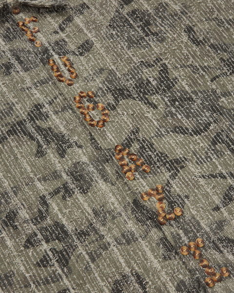 Textured Letter Button Up Camo
