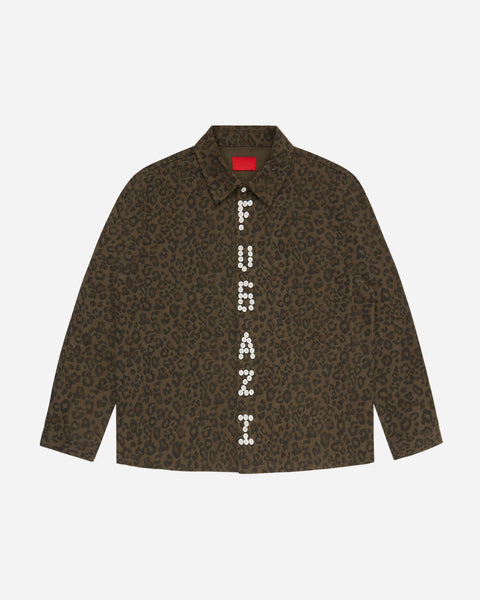 Textured Letter Button Up Leopard