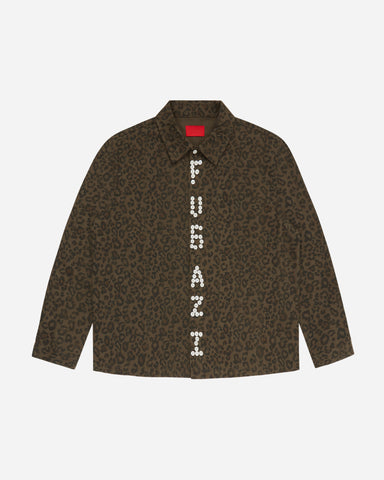 Textured Letter Button Up Leopard