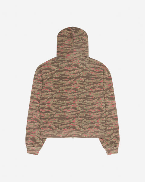 Washed Tiger Camo Zip Hoodie Olive