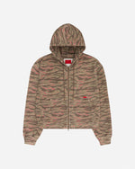 Washed Tiger Camo Zip Hoodie Olive