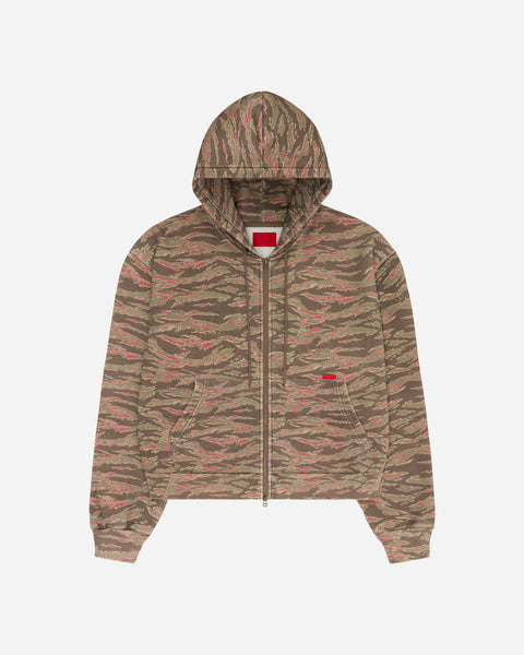 Washed Tiger Camo Zip Hoodie Olive