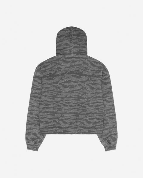 Washed Tiger Camo Zip Hoodie Grey