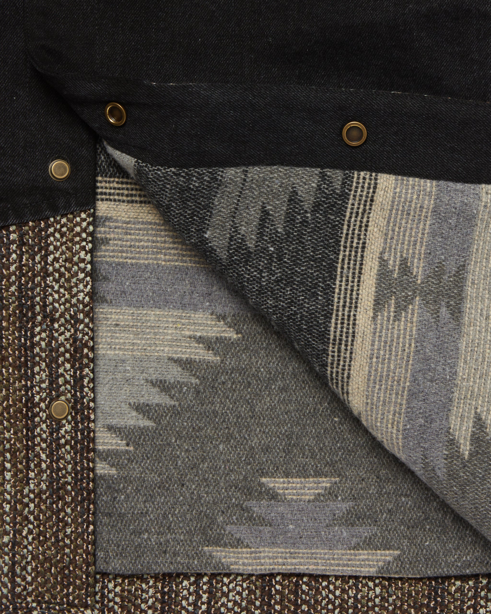 fuga archive slim fit jacket ダブルジップ Western Snap Denim Jacket Black/Tweed – FUGAZI®