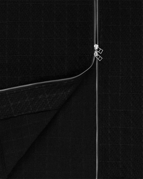 Tweed Zip Hoodie Black