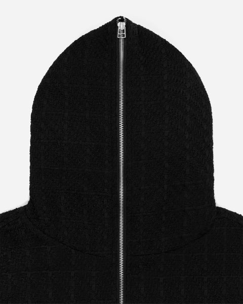 Tweed Zip Hoodie Black