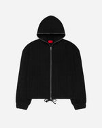 Tweed Zip Hoodie Black