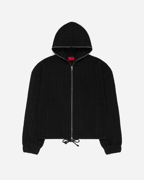 Tweed Zip Hoodie Black