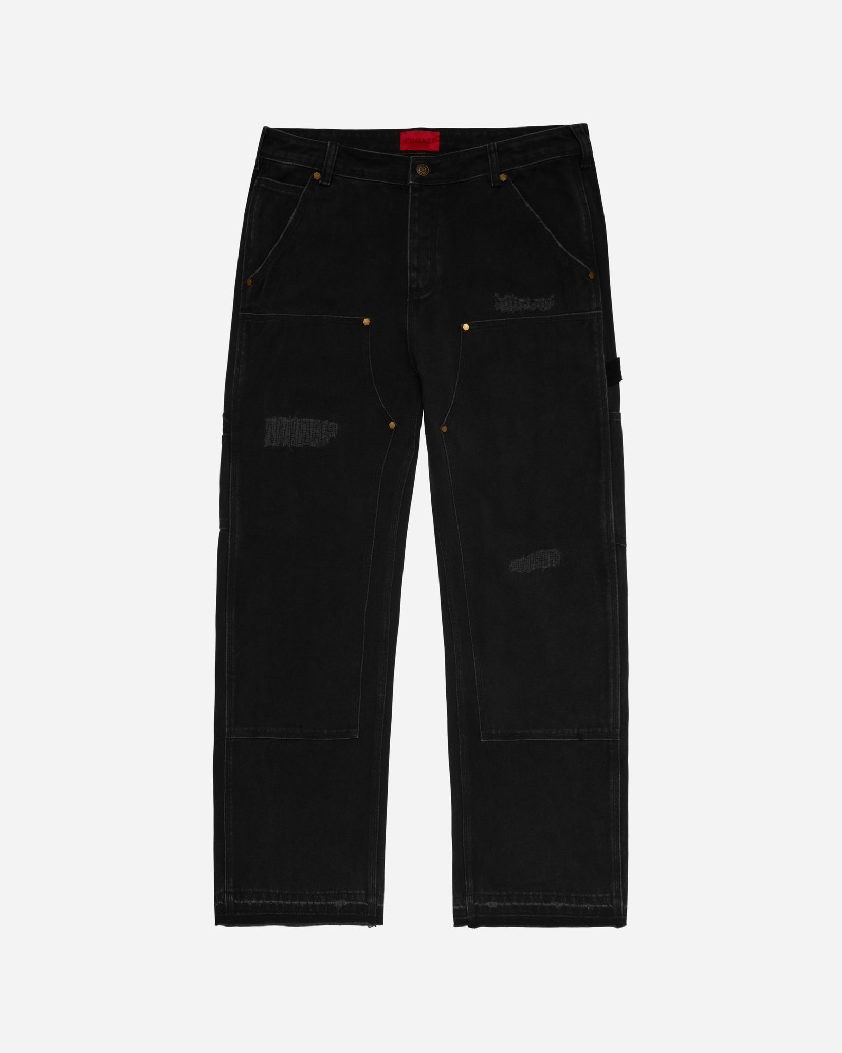 Washed Double Knee Work Pant Black