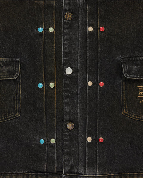 Stone Rivet Denim Jacket Washed Black