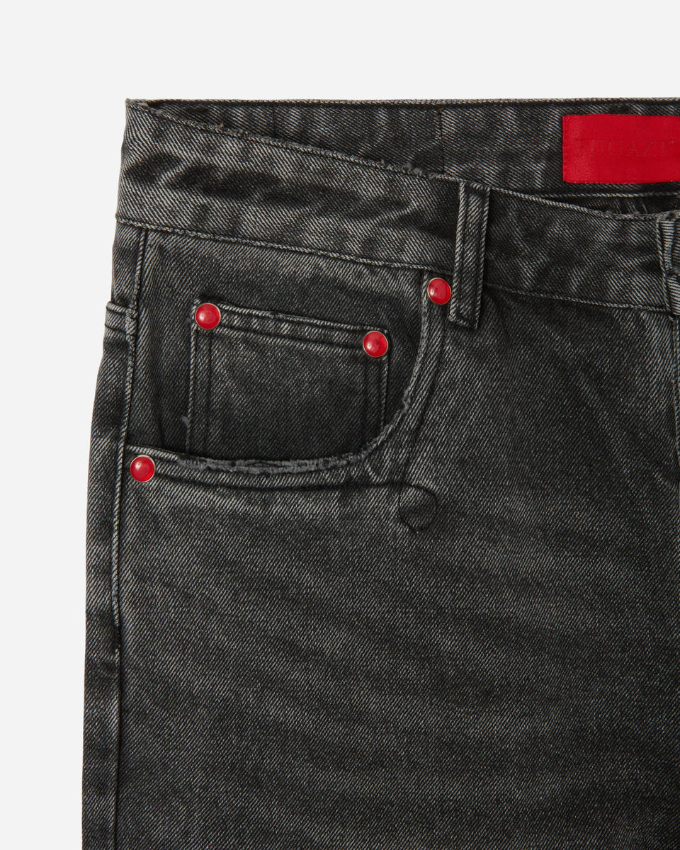 Stone Rivet Jeans Washed Black – FUGAZI®