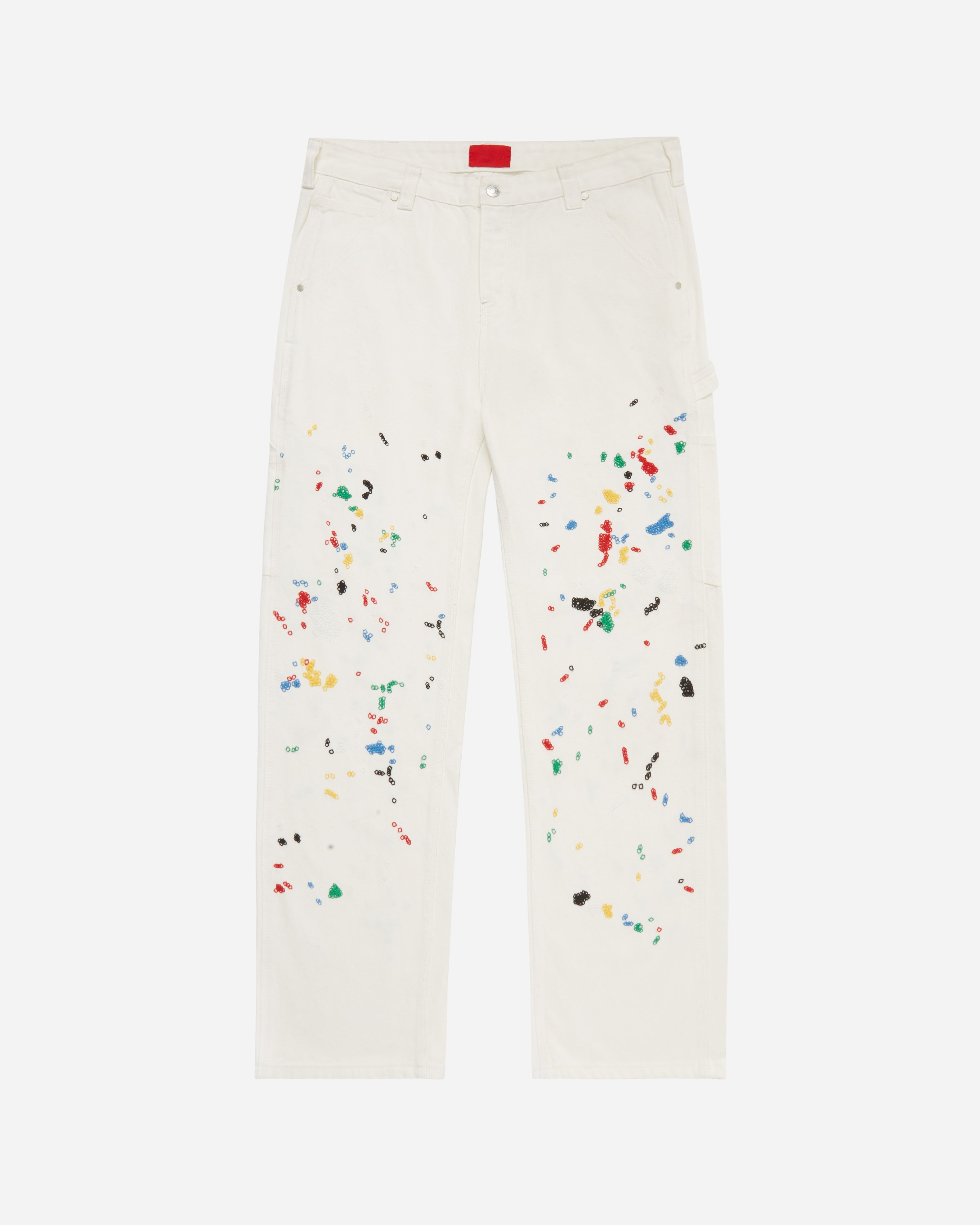 【SATIIIZ】Blan painted string pants Chain Splatter Carpenter Pant White – FUGAZI®