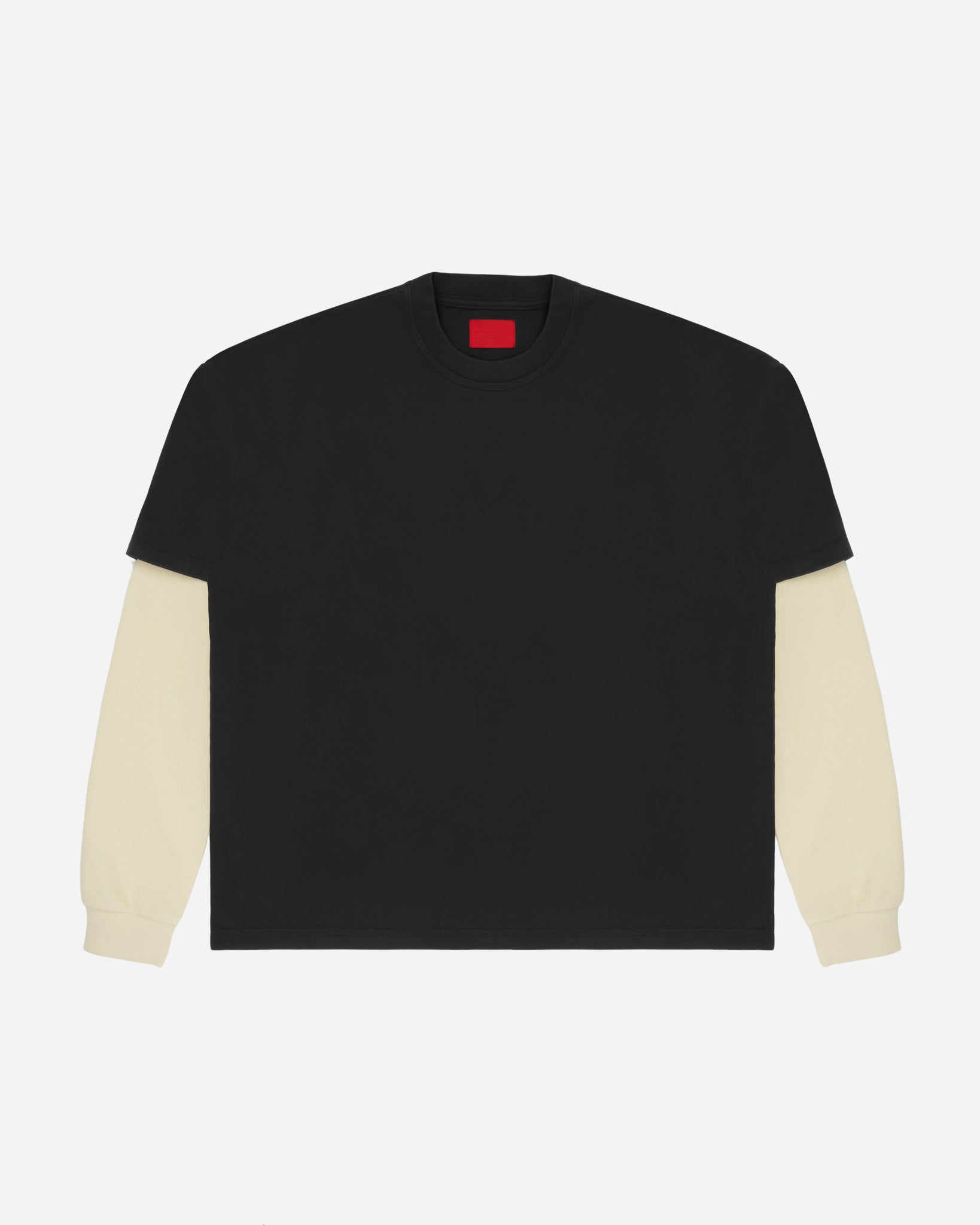 Layered Waffle Tee Washed Black