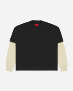 Layered Waffle Tee Washed Black