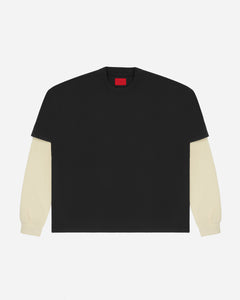 Layered Waffle Tee Washed Black