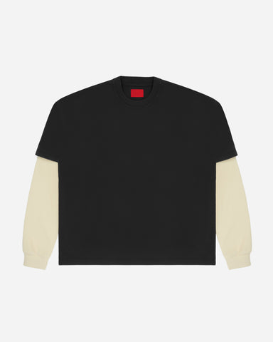 Layered Waffle Tee Washed Black