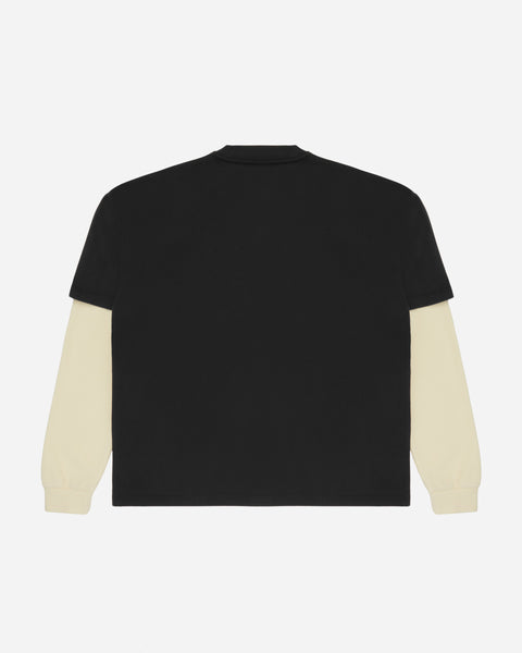 Layered Waffle Tee Washed Black
