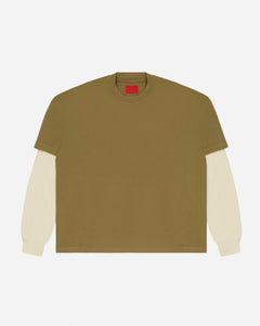 Layered Waffle Tee Olive