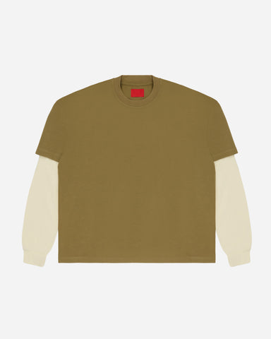 Layered Waffle Tee Olive
