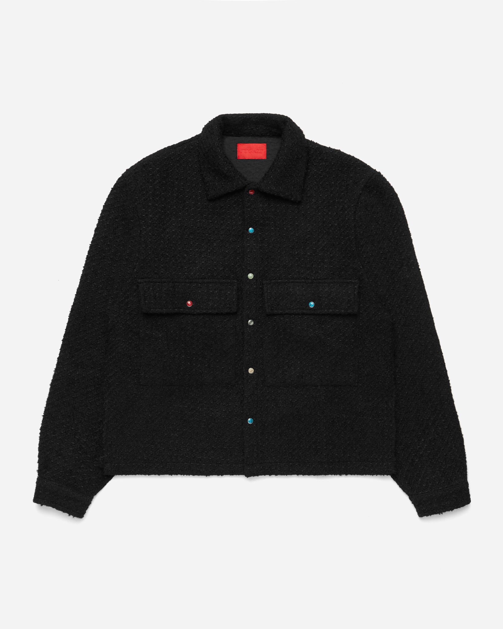 Random Snap Tweed Overshirt Black