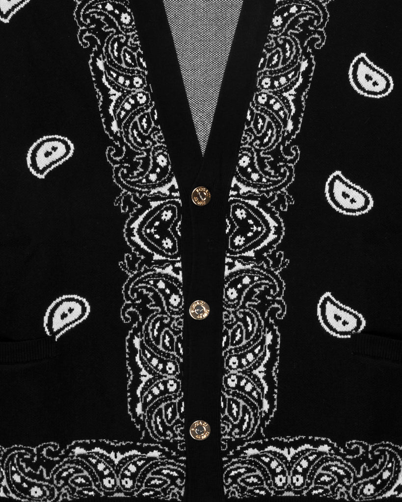 Paisley Knit Cardigan Black – FUGAZI®