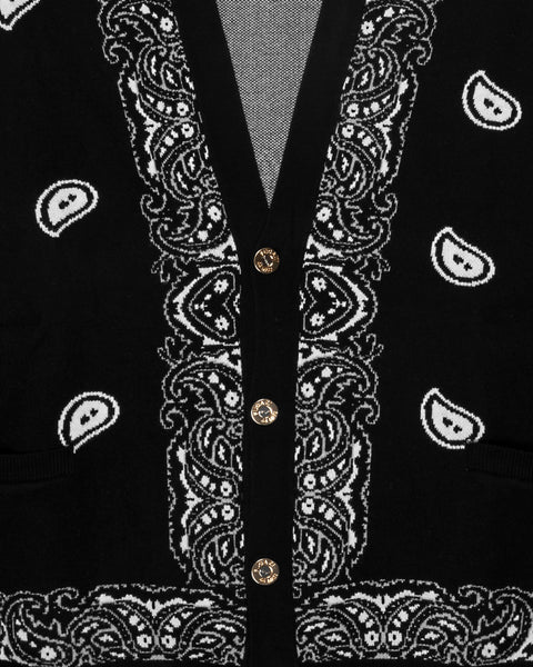 Paisley Knit Cardigan Black